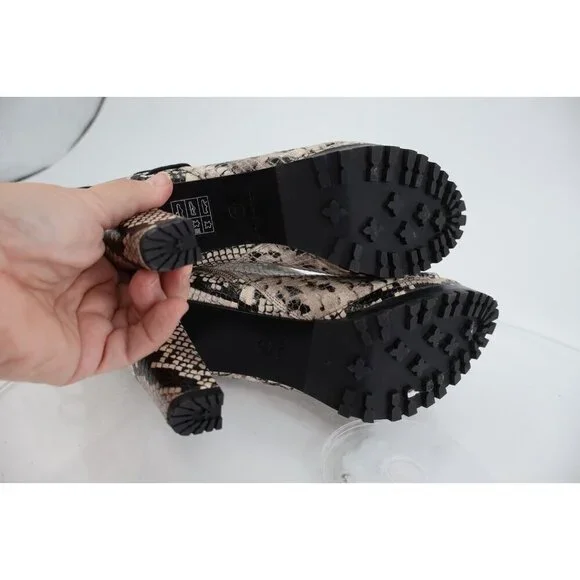 AllSaints Micaela Snake Print Leather Peep Toe Boots Size EU 40 US 9.5/10 Grey - Picture 9 of 14